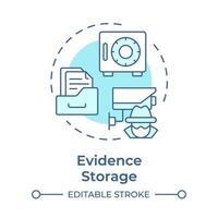 Evidence storage soft blue concept icon. Forensic integrity. Surveillance footage, media. Round shape line illustration. Abstract idea. Graphic design. Easy to use in infographic, presentation vector