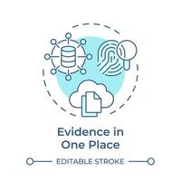 Evidence in one place soft blue concept icon. Cloud storage, data transfer. Document sharing. Round shape line illustration. Abstract idea. Graphic design. Easy to use in infographic, presentation vector