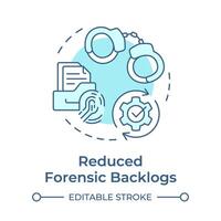 Reduced forensic backlogs soft blue concept icon. Evidence management, data analysis. Round shape line illustration. Abstract idea. Graphic design. Easy to use in infographic, presentation vector