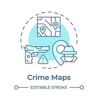 Crime maps soft blue concept icon. Public safety. Regulation enforcement, online tool. Round shape line illustration. Abstract idea. Graphic design. Easy to use in infographic, presentation vector