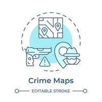 Crime maps soft blue concept icon. Public safety. Regulation enforcement, online tool. Round shape line illustration. Abstract idea. Graphic design. Easy to use in infographic, presentation vector