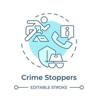 Crime stoppers soft blue concept icon. Public safety organization. Incident prevention. Round shape line illustration. Abstract idea. Graphic design. Easy to use in infographic, presentation vector