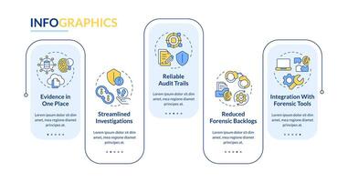 Cloud evidence management rectangle infographic template. Data visualization with 5 steps. Editable timeline info chart. Workflow layout with line icons vector