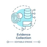 Evidence collection soft blue concept icon. Forensic analysis. Electronic data analysis. Round shape line illustration. Abstract idea. Graphic design. Easy to use in infographic, presentation vector