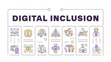 Digital inclusion word concept isolated on white. Web accessibility, communication technology. Creative illustration banner surrounded by editable line colorful icons vector