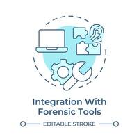 Integration with forensic tools soft blue concept icon. Digital investigation. Round shape line illustration. Abstract idea. Graphic design. Easy to use in infographic, presentation vector