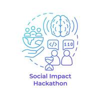 Social impact hackathon blue gradient concept icon. Addressing social issues. Community development. Round shape line illustration. Abstract idea. Graphic design. Easy to use in website vector