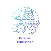 External hackathon blue gradient concept icon. Open innovation. Public event. Tech event. Round shape line illustration. Abstract idea. Graphic design. Easy to use in promotional materials vector