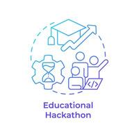 Educational hackathon blue gradient concept icon. Skill building, development. Students engagement. Round shape line illustration. Abstract idea. Graphic design. Easy to use in promotional materials vector