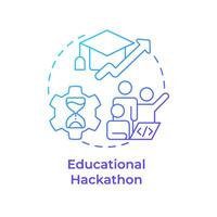 Educational hackathon blue gradient concept icon. Skill building, development. Students engagement. Round shape line illustration. Abstract idea. Graphic design. Easy to use in promotional materials vector