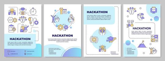 Hackathon green circle brochure template. Types and benefits. Leaflet design with linear icons. Editable 4 layouts for presentation, annual reports vector