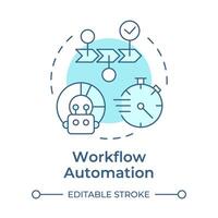 Workflow automation soft blue concept icon. Artificial intelligence. Business processes optimization. Round shape line illustration. Abstract idea. Graphic design. Easy to use in infographic vector