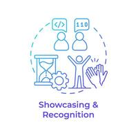 Showcasing and recognition blue gradient concept icon. Hackathon benefit. Programming skills. Round shape line illustration. Abstract idea. Graphic design. Easy to use in promotional materials vector