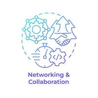 Networking and collaboration blue gradient concept icon. Hackathon benefit. Knowledge sharing. Round shape line illustration. Abstract idea. Graphic design. Easy to use in promotional materials vector