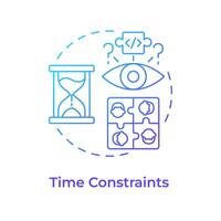 Time constraints blue gradient concept icon. Hackathon challenge. Time limits and deadlines. Round shape line illustration. Abstract idea. Graphic design. Easy to use in promotional materials vector
