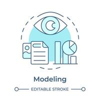 BPM modeling soft blue concept icon. Process optimization, workflow managing. Key metrics analysis. Round shape line illustration. Abstract idea. Graphic design. Easy to use in infographic, article vector