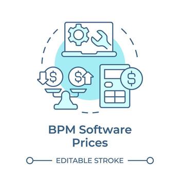 BPM software prices soft blue concept icon. Service expenses calculation. Workflow optimizing. Round shape line illustration. Abstract idea. Graphic design. Easy to use in infographic, article vector