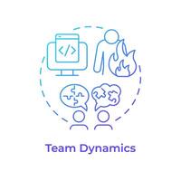 Team dynamics blue gradient concept icon. Hackathon challenge. Conflict management. Round shape line illustration. Abstract idea. Graphic design. Easy to use in promotional materials vector