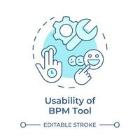 BPM tool usability soft blue concept icon. User experience, customer service. Productivity improve. Round shape line illustration. Abstract idea. Graphic design. Easy to use in infographic, article vector