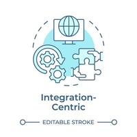 Integration-centric soft blue concept icon. Business processes organization. Teamwork puzzle. Round shape line illustration. Abstract idea. Graphic design. Easy to use in infographic, article vector