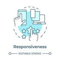 Responsiveness soft blue concept icon. Software tools, device compatibility. Customer satisfaction. Round shape line illustration. Abstract idea. Graphic design. Easy to use in infographic, article vector