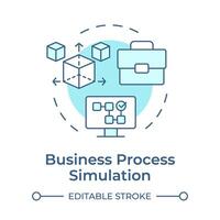 Business process simulation soft blue concept icon. Resource allocation, data analysis. Round shape line illustration. Abstract idea. Graphic design. Easy to use in infographic, article vector