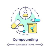 Compounding multi color concept icon. Pharmaceutical preparation, making medicine. Round shape line illustration. Abstract idea. Graphic design. Easy to use in infographic, article vector