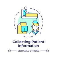 Collecting patient information multi color concept icon. Elderly patient medication. Round shape line illustration. Abstract idea. Graphic design. Easy to use in infographic, article vector