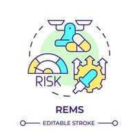 REMS multi color concept icon. Medication management. Personalized medicine, pharmaceutical services. Round shape line illustration. Abstract idea. Graphic design. Easy to use in infographic, article vector