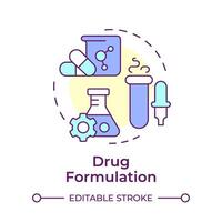 Drug formulation multi color concept icon. Quality management, chemical compounds. Round shape line illustration. Abstract idea. Graphic design. Easy to use in infographic, article vector