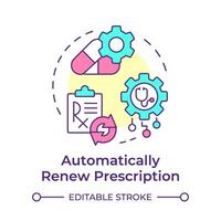 Automatically renew prescription multi color concept icon. Pharmacy software, medical card. Round shape line illustration. Abstract idea. Graphic design. Easy to use in infographic, article vector