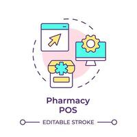 Pharmacy POS multi color concept icon. Pharmaceutical retail, prescription management. Round shape line illustration. Abstract idea. Graphic design. Easy to use in infographic, article vector