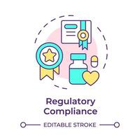 Regulatory compliance multi color concept icon. Industry standard, drug labeling. Medication safety. Round shape line illustration. Abstract idea. Graphic design. Easy to use in infographic, article vector