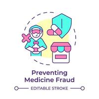 Preventing medicine fraud multi color concept icon. Pharmacy storefront, theft prevention. Round shape line illustration. Abstract idea. Graphic design. Easy to use in infographic, article vector