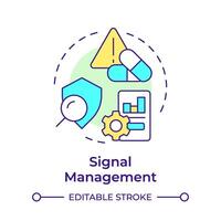 Signal management multi color concept icon. Product quality, pharmacovigilance. Risk evaluation. Round shape line illustration. Abstract idea. Graphic design. Easy to use in infographic, article vector