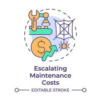 Escalating maintenance costs multi color concept icon. Operational sustainability, efficiency. Round shape line illustration. Abstract idea. Graphic design. Easy to use in infographic, article vector