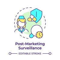 Post-marketing surveillance multi color concept icon. Risk management, clinical trials. Round shape line illustration. Abstract idea. Graphic design. Easy to use in infographic, article vector