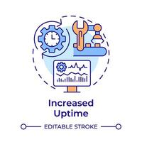 Increased uptime multi color concept icon. Manufacturing execution, smart factory. Round shape line illustration. Abstract idea. Graphic design. Easy to use in infographic, article vector