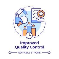 Improved quality control multi color concept icon. Performance analysis, inventory management. Round shape line illustration. Abstract idea. Graphic design. Easy to use in infographic, article vector