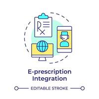 E-prescription integration multi color concept icon. Pharmacy management system. Digital healthcare services. Round shape line illustration. Abstract idea. Graphic design. Easy to use in infographic vector