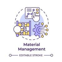 Material management multi color concept icon. Supply chain logistics. Resource planning. Round shape line illustration. Abstract idea. Graphic design. Easy to use in infographic, article vector