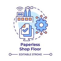 Paperless shop floor multi color concept icon. Digital documentation, productivity enhance. Round shape line illustration. Abstract idea. Graphic design. Easy to use in infographic, article vector