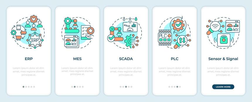 automatización pirámide inducción móvil aplicación pantalla. recorrido 5 5 pasos editable gráfico instrucciones con lineal conceptos. ui, ux, gui modelo vector