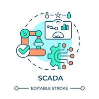 SCADA multi color concept icon. Supervisory control, data acquisition. Smart factory, process performance. Round shape line illustration. Abstract idea. Graphic design. Easy to use in infographic vector