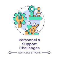 Personnel and support challenges multi color concept icon. System infrastructure, compliance technology. Round shape line illustration. Abstract idea. Graphic design. Easy to use in infographic vector