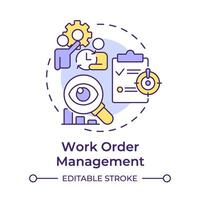 Work order management multi color concept icon. Production scheduling, prioritization. Round shape line illustration. Abstract idea. Graphic design. Easy to use in infographic, article vector