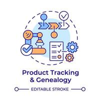 Product tracking and genealogy multi color concept icon. Traceability manufacturing. Task accomplishment. Round shape line illustration. Abstract idea. Graphic design. Easy to use in infographic vector