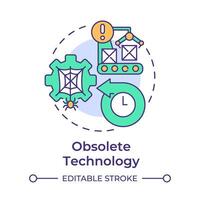 Obsolete technology multi color concept icon. Technological obsolescence, manufacturing issues. Round shape line illustration. Abstract idea. Graphic design. Easy to use in infographic, article vector