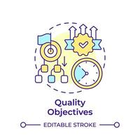 Quality objectives multi color concept icon. Performance metrics, goal measure. Round shape line illustration. Abstract idea. Graphic design. Easy to use in infographic, presentation vector