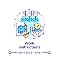 Work instructions multi color concept icon. Organizational efficiency, document control. Round shape line illustration. Abstract idea. Graphic design. Easy to use in infographic, presentation vector